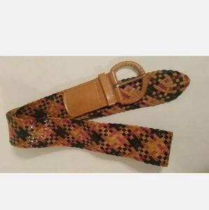 NWT Nine West Braided Leather Belt Rainbow Multicolor Size M Flexible Retail $40